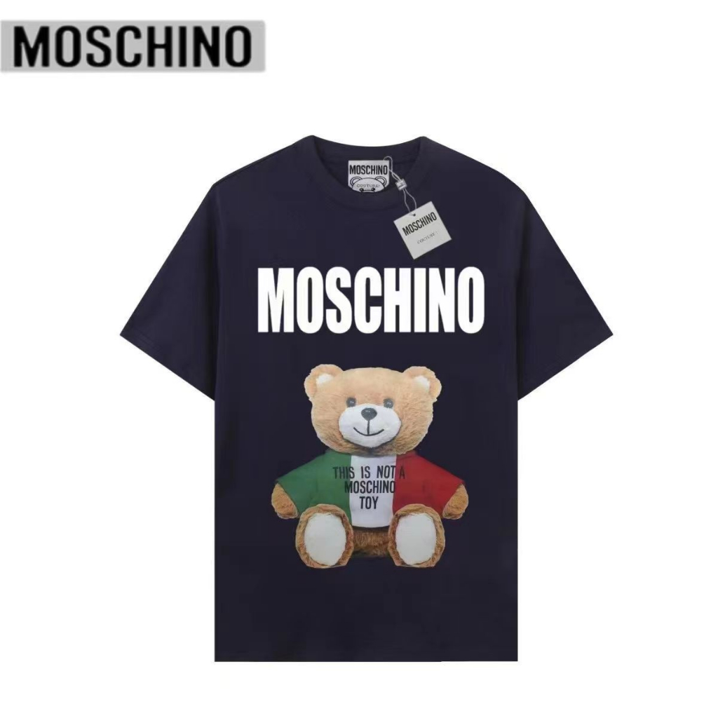 Mới moscoh Cổ Điển Gấu In Hình Thời Trang Dành Cho Nam Nữ Cặp Đôi Áo Thun Cổ Nhãn + tag02