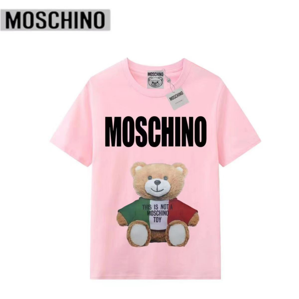 Mới moscoh Cổ Điển Gấu In Hình Thời Trang Dành Cho Nam Nữ Cặp Đôi Áo Thun Cổ Nhãn + tag02