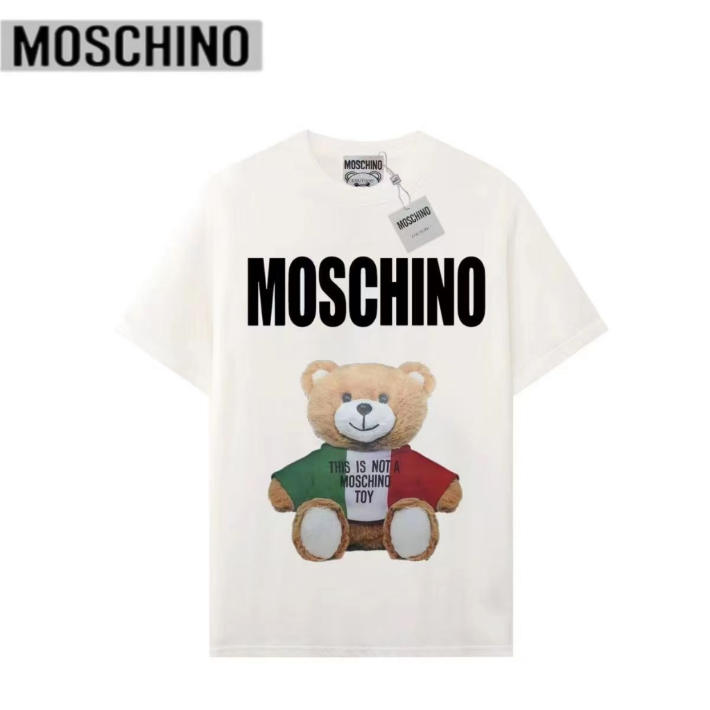 Mới moscoh Cổ Điển Gấu In Hình Thời Trang Dành Cho Nam Nữ Cặp Đôi Áo Thun Cổ Nhãn + tag02