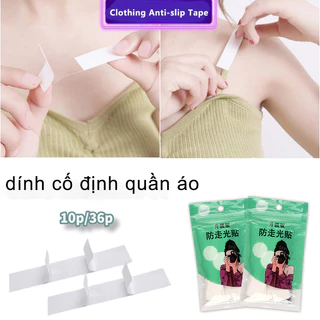36 băng dính cố định quần áo - Miếng dán chống lộ, hở ngực, vai áo unisex，Miếng dán 2 mặt chống hở mép áo mép váy siêu mỏng trong suốt túi