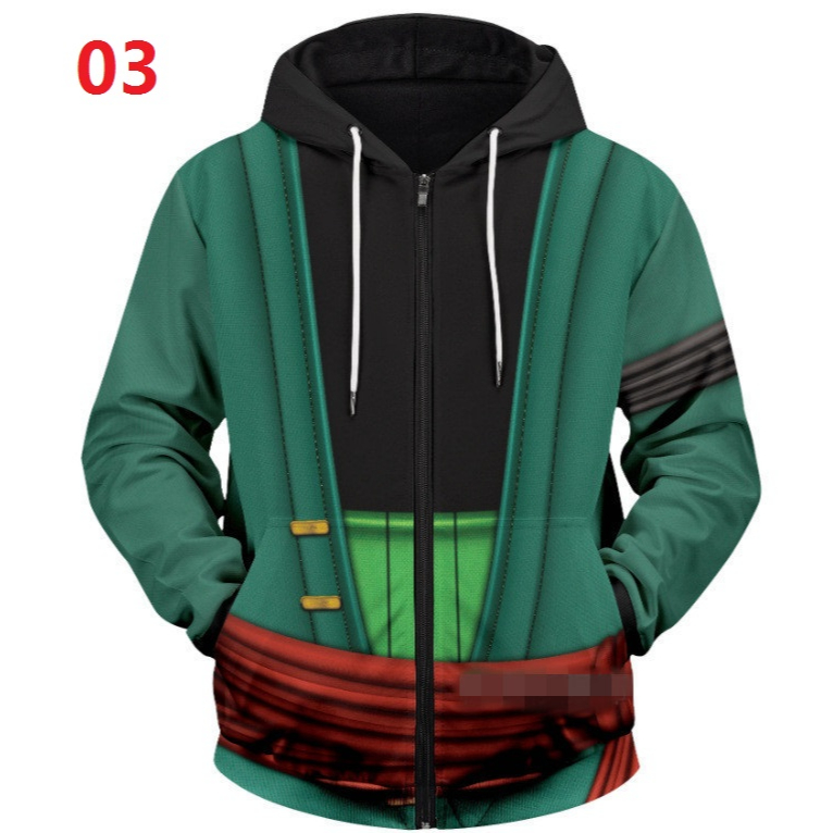 Áo Hoodie One Piece Roronoa Zoro in Kỹ Thuật Số - Phong Cách Thời Trang