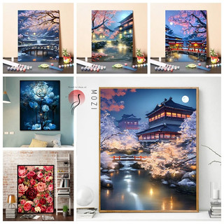 MOZI ✨40*50CM tranh tô màu theo số tranh tô màu số hoá tranh số hóa tranh sơn dầu số  tranh số hóa gam tranh sơn dầu số hoá sơn acrylic  tranh tô màu theo số phong cảnh Tranh Sơn Dầu Bằng Acrylic Hình Hoa Hướng Dương