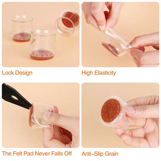 Bộ 32 Miếng Đệm Silicone Bảo Vệ Chân Ghế: Giữ Sàn Gỗ Cứng Chống Trầy Không Cần Khoan