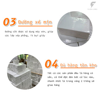 FlashLabel Giấy in nhiệt A7 tệp 500 tờ in đơn TMĐT, tem nhãn vận chuyển, có sẵn lớp keo dính sẵn dùng cho máy in nhiệt