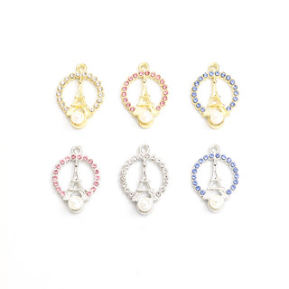 Set 10 Mặt Dây Chuyền / Vòng Tay / Nhẫn Hình Tháp Eiffel Đính Đá Pha Lê Thời Trang Cho Cặp Đôi DIY