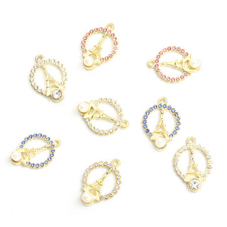 Set 10 Mặt Dây Chuyền / Vòng Tay / Nhẫn Hình Tháp Eiffel Đính Đá Pha Lê Thời Trang Cho Cặp Đôi DIY