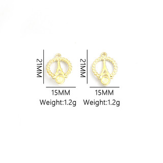Set 10 Mặt Dây Chuyền / Vòng Tay / Nhẫn Hình Tháp Eiffel Đính Đá Pha Lê Thời Trang Cho Cặp Đôi DIY