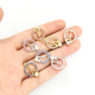 Set 10 Mặt Dây Chuyền / Vòng Tay / Nhẫn Hình Tháp Eiffel Đính Đá Pha Lê Thời Trang Cho Cặp Đôi DIY