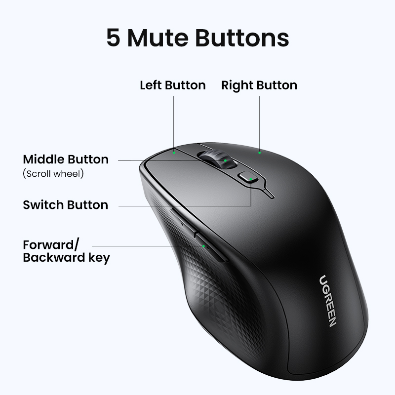 New in Sale Ugreen Chuột không dây 2.4 G 4000DPI Bluetooth 5.0 Cong thái học chuột 5 nút cho Laptop Macbook PC | BigBuy360 - bigbuy360.vn