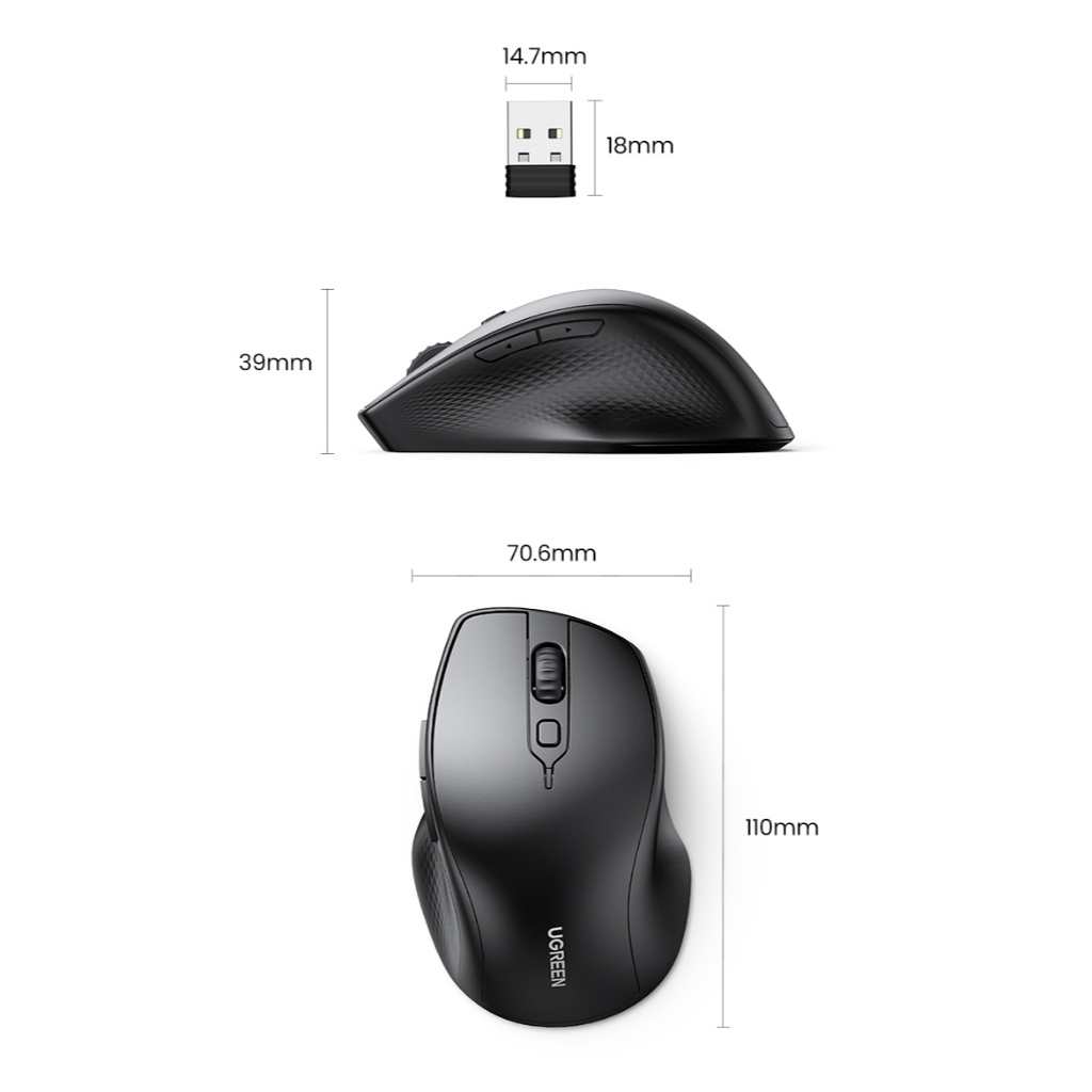 New in Sale Ugreen Chuột không dây 2.4 G 4000DPI Bluetooth 5.0 Cong thái học chuột 5 nút cho Laptop Macbook PC | BigBuy360 - bigbuy360.vn