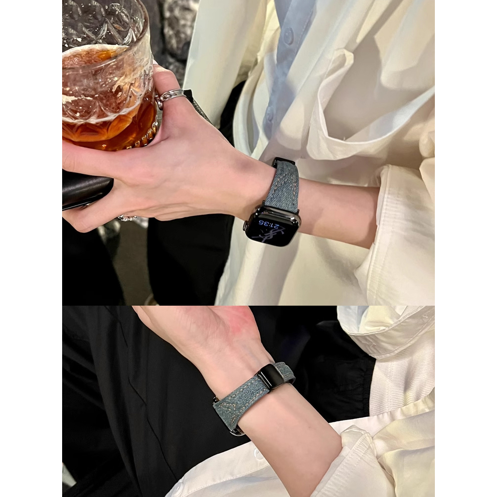 Dây đeo Denim thắt lưng nhỏ dành cho nữ dành cho Apple Watch S11 SE3 Ultra3 S10 S9 S8 SE S7 S6 Ultra 49mm 46mm 42mm 40mm 44mm 41mm 45mm Iwatch Band