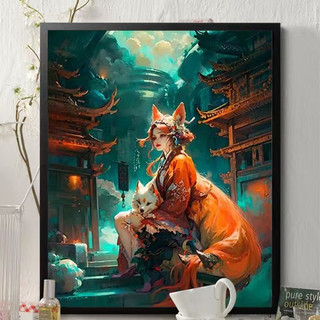 MOZI✨cáo thanh thu 40*50cm tranh tô màu theo số tranh tô màu số hoá tranh số hóa tranh sơn dầu số  tranh số hóa gam sơn acrylic Tranh Sơn Dầu Kỹ Thuật Số diy Hình Cáo Phong Cách Trung Hoa