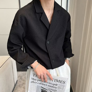 Xuân Thu Ánh Sáng Phong Cách Trưởng Thành Thoải Mái Thường Ngày Phù Hợp Với Cổ Áo Sơ Mi Nam Sang Trọng Ánh Sáng Hợp Thời Trang Màu Tối Giản Phù Hợp Với Áo Sơ Mi Ve Áo Ánh Sáng Sang Trọng Phong Cách Anh Yuppie Phong Cách Kinh Doanh Dài Tay Nam Top