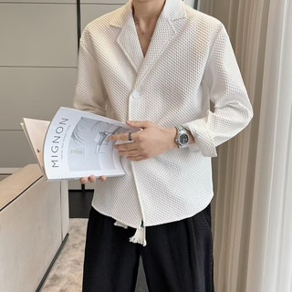 Xuân Thu Ánh Sáng Phong Cách Trưởng Thành Thoải Mái Thường Ngày Phù Hợp Với Cổ Áo Sơ Mi Nam Sang Trọng Ánh Sáng Hợp Thời Trang Màu Tối Giản Phù Hợp Với Áo Sơ Mi Ve Áo Ánh Sáng Sang Trọng Phong Cách Anh Yuppie Phong Cách Kinh Doanh Dài Tay Nam Top