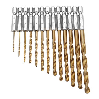 Bộ 13 mũi khoan tráng titan bằng thép tốc độ cao HSS 1 / 4 inch Chuôi lục giác 1,5-6,5mm