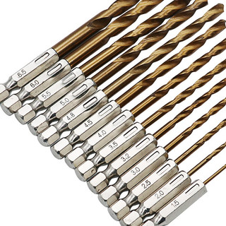 Bộ 13 mũi khoan tráng titan bằng thép tốc độ cao HSS 1 / 4 inch Chuôi lục giác 1,5-6,5mm