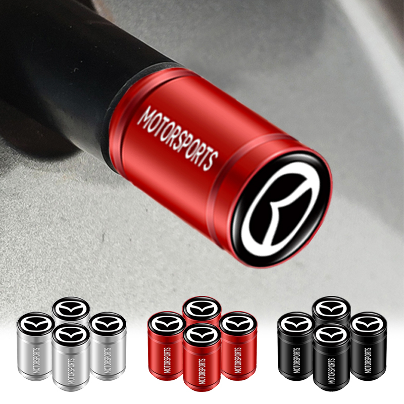Bộ 4 Nắp Van Bánh Xe Hơi Bằng Nhôm Kiểu Thể Thao Chống Bụi Cho Mazda 5 6 323 626 RX8 CX5 CX-4 MX3 MX5 Atenza Axela