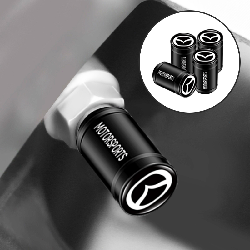 Bộ 4 Nắp Van Bánh Xe Hơi Bằng Nhôm Kiểu Thể Thao Chống Bụi Cho Mazda 5 6 323 626 RX8 CX5 CX-4 MX3 MX5 Atenza Axela