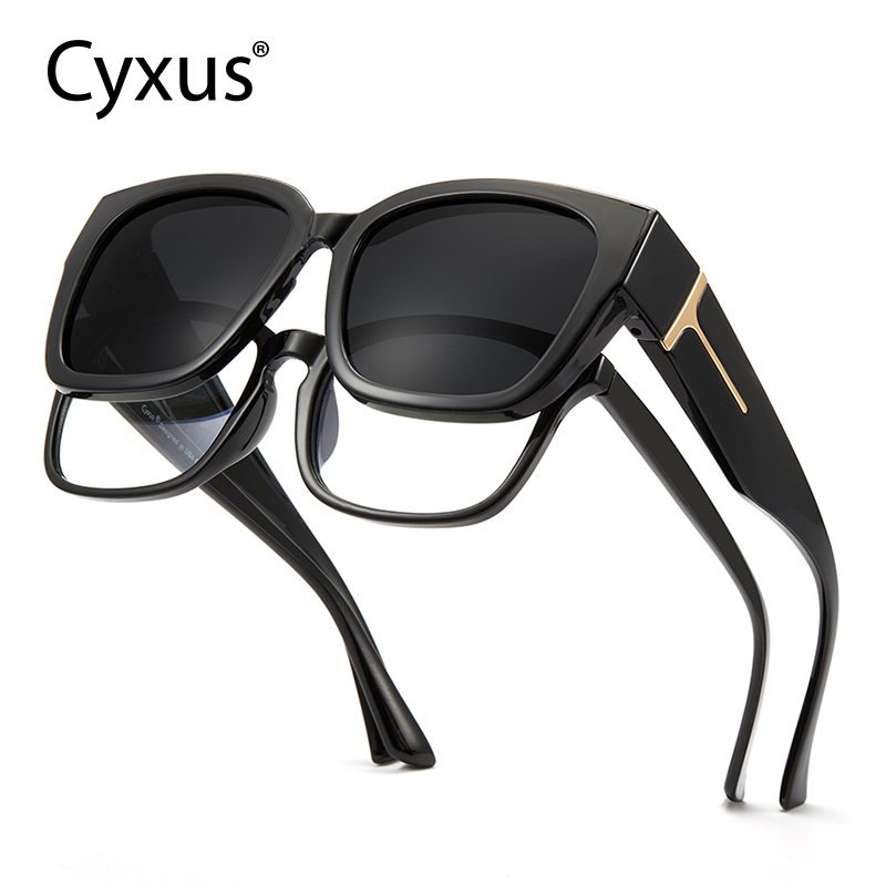 Cyxus Kính Mát Phân Cực Gương Đeo Chồng Nam Nữ Gọng Vuông TR90 Ôm Sát Nhẹ Chống UV400 Chống Chói Du Lịch Dài Ngày 1120