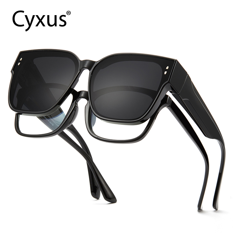 Cyxus Kính Mát Phân Cực Gương Đeo Chồng Ôm Sát Cho Nam Nữ Gọng Vuông TR90 Chống Tia UV400 Chống Chói Chuyên Lái Xe 1119