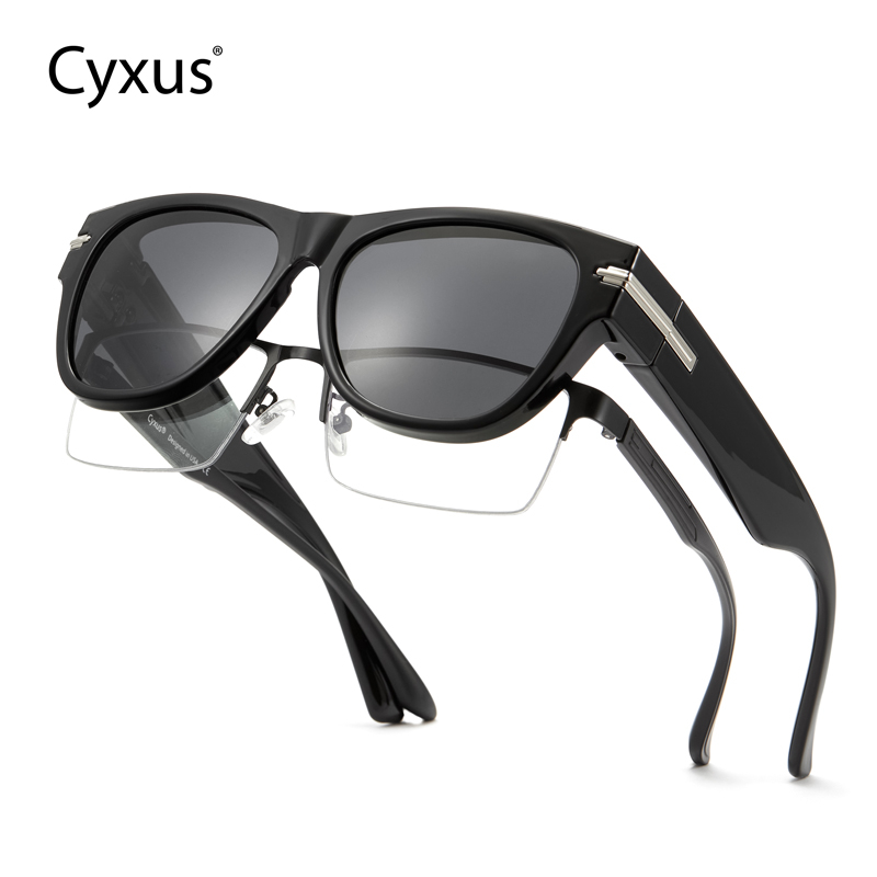 Cyxus Kính Mát Gương Phân Cực Đeo Chồng Cho Nam Nữ Gọng Vuông TR90 Ôm Sát Chống Tia UV400 Chuyên Dụng Lái Xe 1118