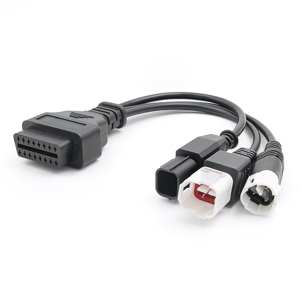 Dây Cáp Nối OBD2 3 Trong 1 OBD 2 Cho Xe Mô Tô Yamaha Moto 3PIN & 4PIN Và Honda 6PIN Sang 16PIN OBD