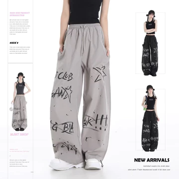 Quần ống rộng Họa Tiết Graffiti Thời Trang Hàn Quốc Cho Nam Nữ simple fashion unisex quần baggy quần jogger nam ống rộng quần tây nữ