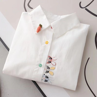 Áo Sơ Mi Tay Dài Dáng Rộng Thêu Họa Tiết Thời Trang Hàn Quốc Cho Nữ