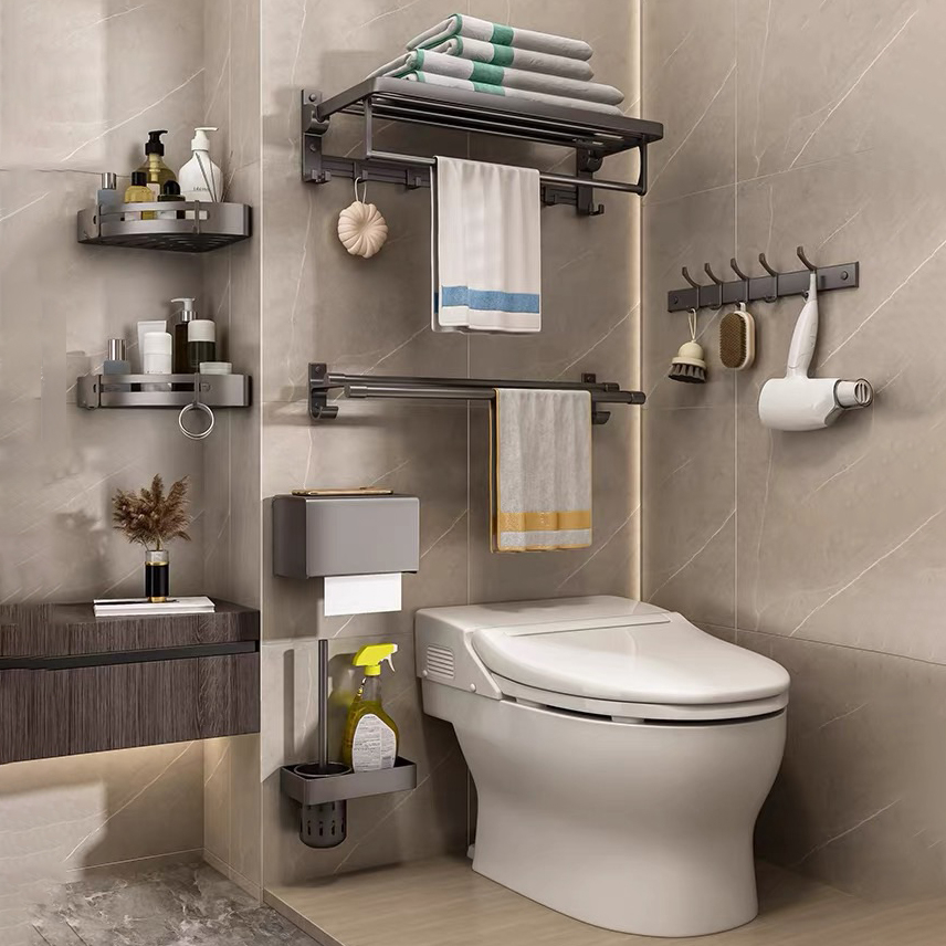 Ảnh Kệ MEIDOO gắn tường giữ khăn đa năng không cần khoan Giá để đồ bằng nhôm chắc chắn và bền 2