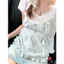 SF♫Women´s Summer Casual Camisole Solid Plaid Sleeveless Deep V Neck Ruffle Hem Sling Tank top