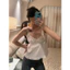 SF♫Women´s Summer Casual Camisole Solid Plaid Sleeveless Deep V Neck Ruffle Hem Sling Tank top