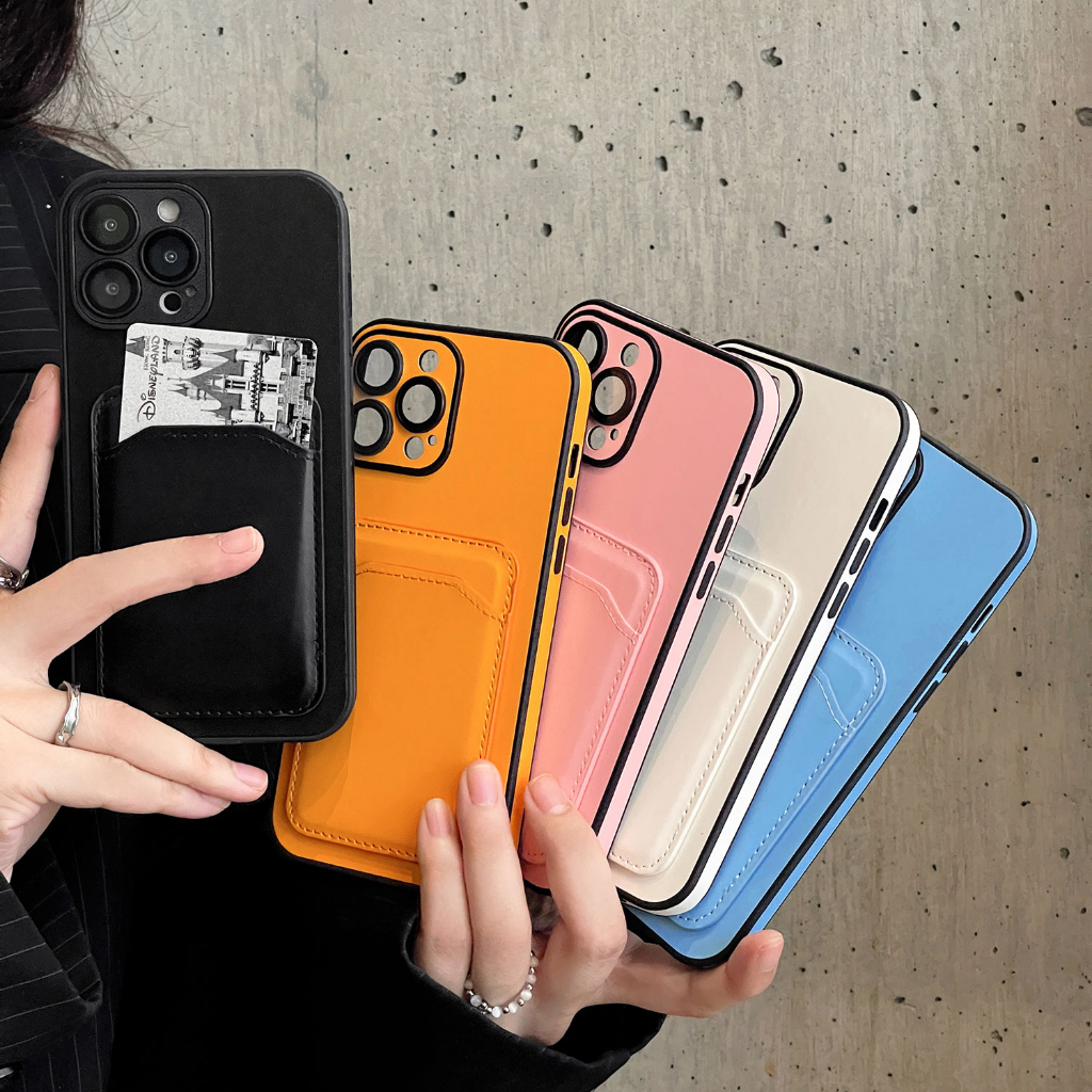 Vỏ điện thoại có phim bảo vệ ống kính cho iphone 11 14promax 12promax 13promax bao da pu chống rơi cho iphone 14 13 12 pro max ốp lưng cổ điển có túi đựng thẻ