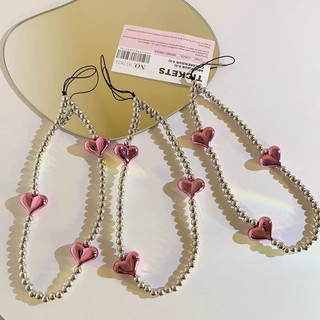 Rose pink love heart chian cho cô gái dây đeo điện thoại dễ thương dây chuyền điện thoại
