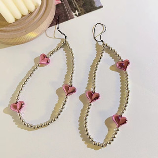 Rose pink love heart chian cho cô gái dây đeo điện thoại dễ thương dây chuyền điện thoại