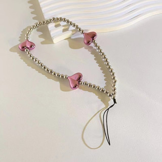 Rose pink love heart chian cho cô gái dây đeo điện thoại dễ thương dây chuyền điện thoại