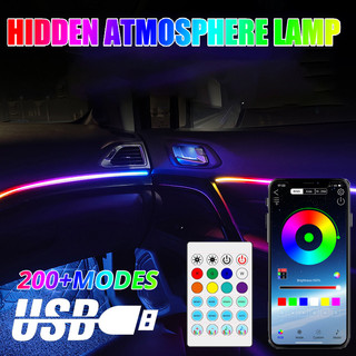 Đèn led ô tô ánh sáng xung quanh 64 màu dải acrylic 110cm đủ màu rgb nội thất ô tô ẩn ứng dụng điều khiển từ xa đèn khí quyển