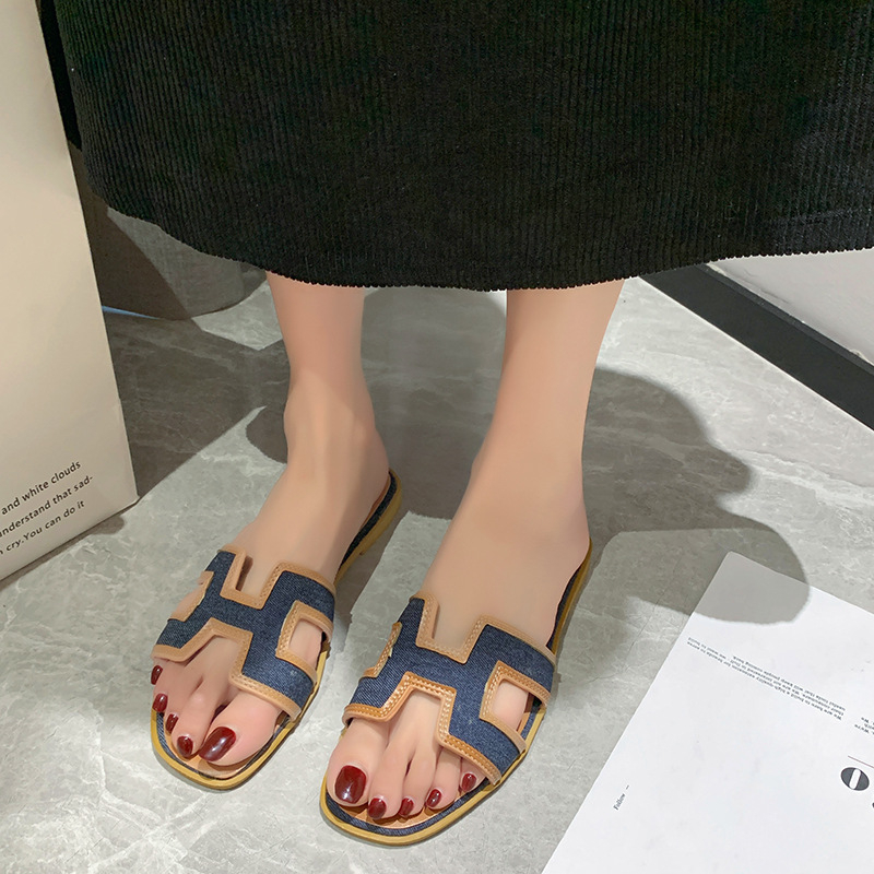 Dép Chữ H Giày Sandal Đế Bằng Chống Trượt Phong Cách Âu Mỹ Thời Trang 2025 Kèm Hộp Đựng Phiên bản nâng cấp