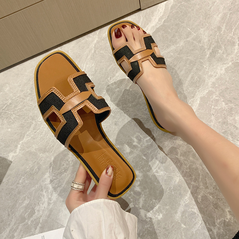 Dép Chữ H Giày Sandal Đế Bằng Chống Trượt Phong Cách Âu Mỹ Thời Trang 2025 Kèm Hộp Đựng Phiên bản nâng cấp