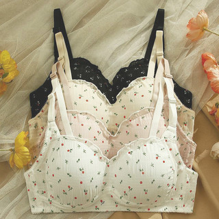 Mùa hè áo vest hoa nhỏ không có vòng thép đồ lót nữ sinh viên tươi mát áo ngực mỏng liền mạch ngực nhỏ lớn tập hợp thoải mái thoáng khí