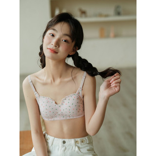 Mùa hè áo vest hoa nhỏ không có vòng thép đồ lót nữ sinh viên tươi mát áo ngực mỏng liền mạch ngực nhỏ lớn tập hợp thoải mái thoáng khí