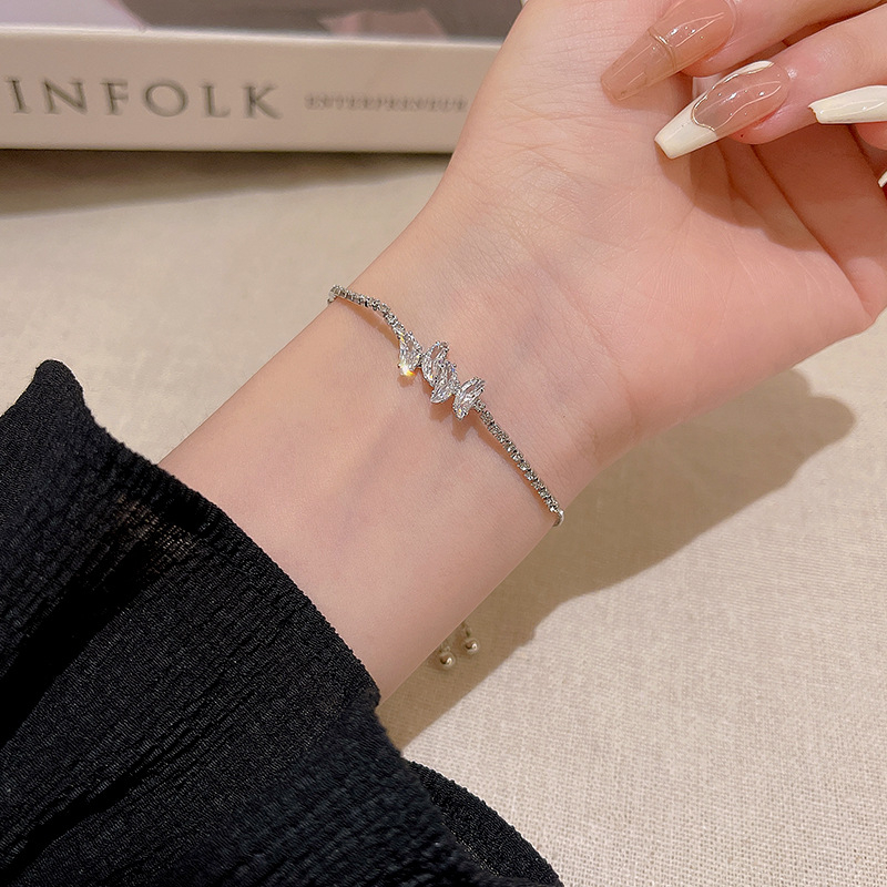 Sang trọng tinh tế zircon bow bracelet nữ pull-out bracelet