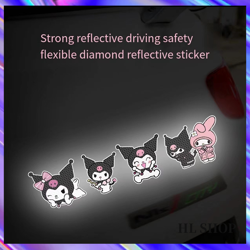 SANRIO Hl Miếng Dán Phản Quang Cảnh Báo An Toàn Hình kuromi Trang Trí Mũ Bảo Hiểm Xe Máy