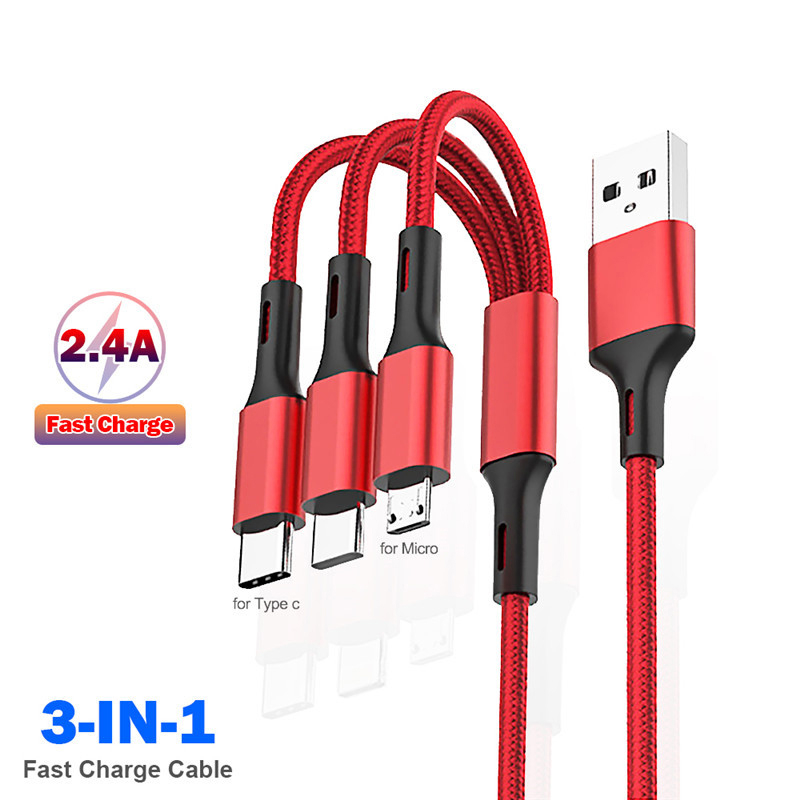 Cáp sạc nhanh 8-pin mini usb 3-in 1 type-c cắm 3 trong1 cáp sạc nhanh ...