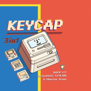 Retro k04 mac keycaps 3 trong 1 chất liệu abs cổ điển bàn phím cơ dễ thương cá tính keycap