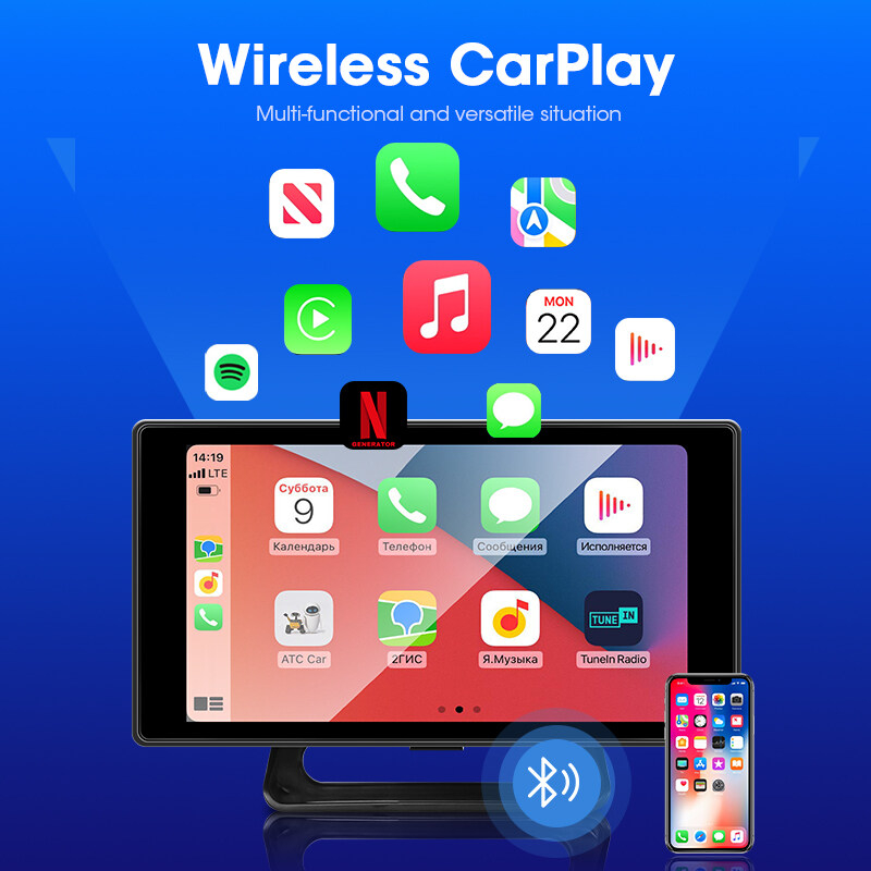 Ảnh Elkeva 5 inch 4K + 1080P Ghi Video trên ô tô Carplay & Android Kết nối không dây tự động Bảng điều hướng GPS DVR AI Voice Bluetooth AUX 3