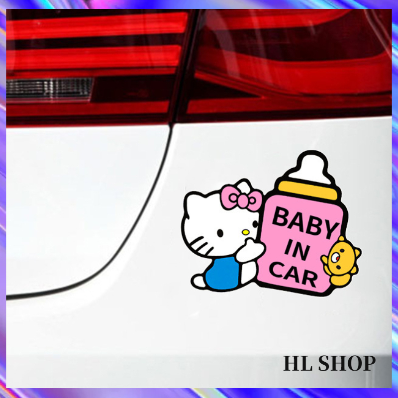 Hl hello kitty car sticker baby in car car car cartoon car sticker waterproof