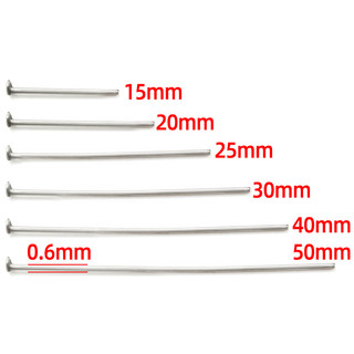 100 Cái / lốc 15 / 20 / 25 / 30 / 35 / 40 / 50 Mm Đầu Chân Chiều Rộng 0.6 Mm Thép Không Gỉ Thẳng T Chân Cho DIY Trang Sức Làm Bông Tai Đồ Dùng