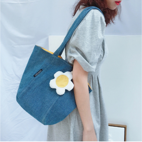 Túi vải denim dung tích lớn túi đeo vai hoa denim nữ xia xiaozhong túi đeo vai cầm tay túi đeo vai denim túi vải deni Túi xách vai đơn  Túi Tot cao bồi  Túi vải denim  Túi Tote vai đơn  Túi Tot thời trang  Túi vải xách tay  Túi denim một vaim túi một túi