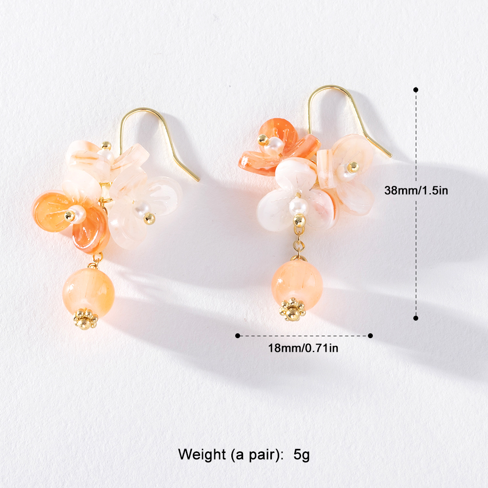 Ảnh Khuyên tai PINKDUDU PD1495 hợp kim dáng dài họa tiết hoa/ quả cam phong cách cổ điển thời trang cho nữ 3