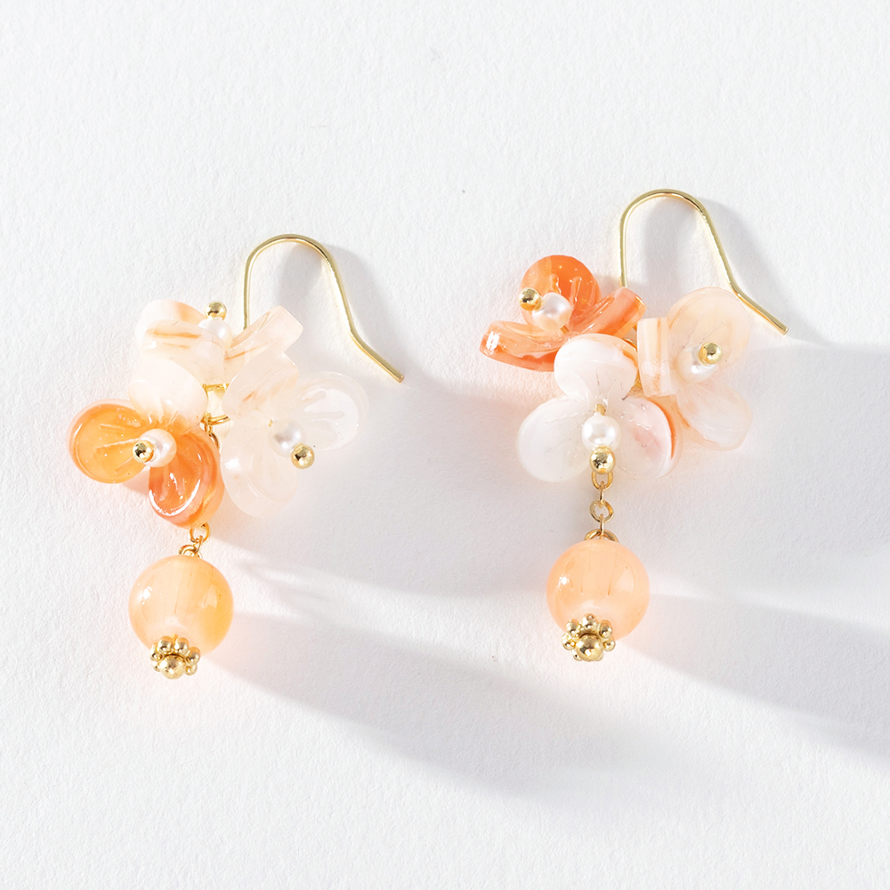 Ảnh Khuyên tai PINKDUDU PD1495 hợp kim dáng dài họa tiết hoa/ quả cam phong cách cổ điển thời trang cho nữ 4